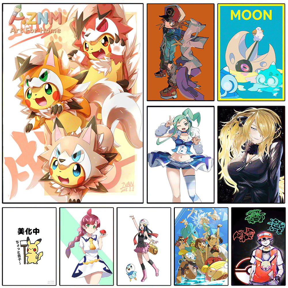 Anime Cosplay Pokemon - AZNM Pokemon Anime Canvas Wall Art