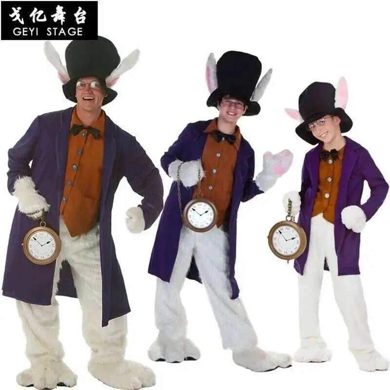 Anime Cosplay Dress For Men - Alice Clothes White Child Rabbit Film