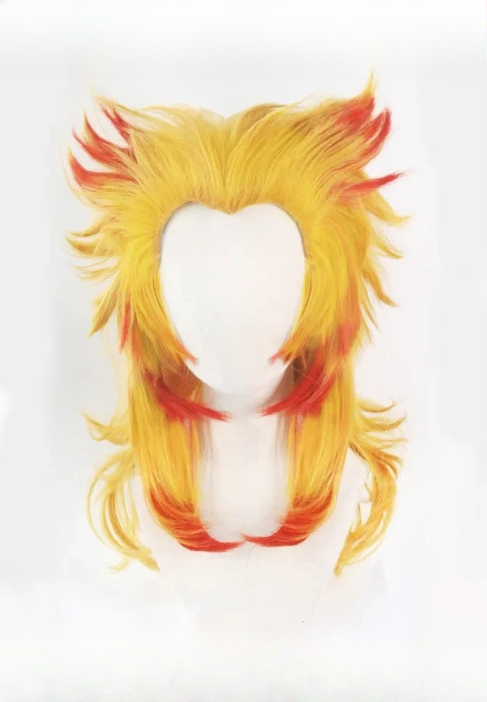 Rengoku Kyoujurou Wig Kimetsu  - Anime Cosplay With Red Hair ulasan dan harga