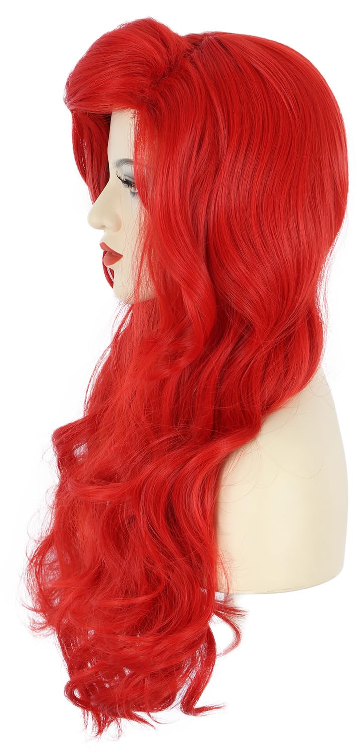 Women Long Wavy Red Wigs Hallo - Anime Cosplay With Red Hair ulasan dan harga