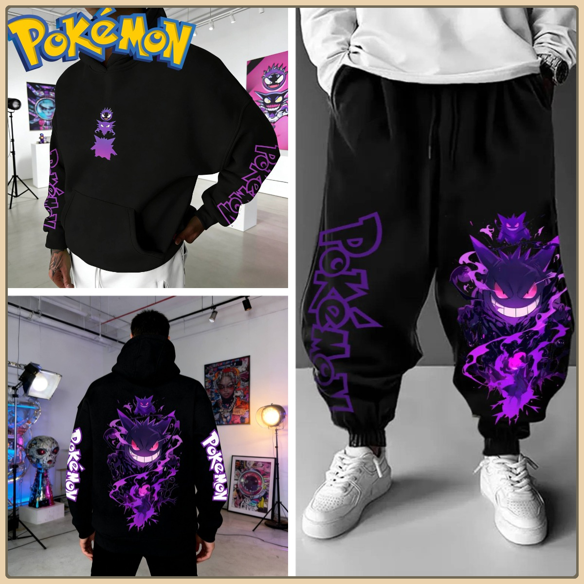 Black Hoodie and Pants Set wit - Anime Cosplay Pokemon ulasan dan harga