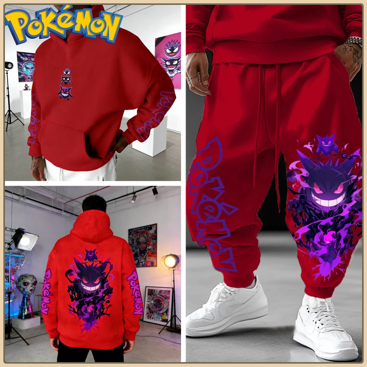 Black Hoodie and Pants Set wit - Anime Cosplay Pokemon ulasan dan harga
